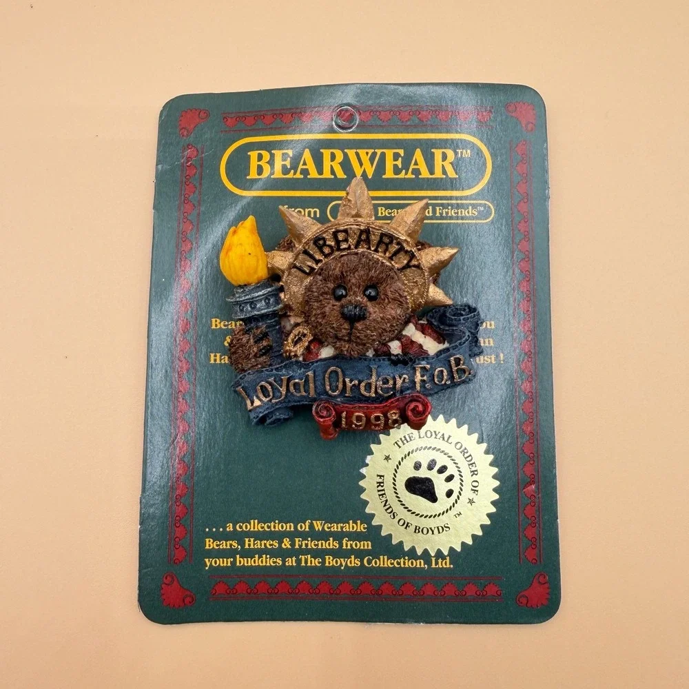 Boyds Bears Bearwear Liberty Loyal Order FOB 1998 Bear Pin Brooch Collectible